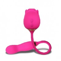 Rose Bud Wiggling Vibrator 10-Speed Pink Silicone Clitoral Sucking 